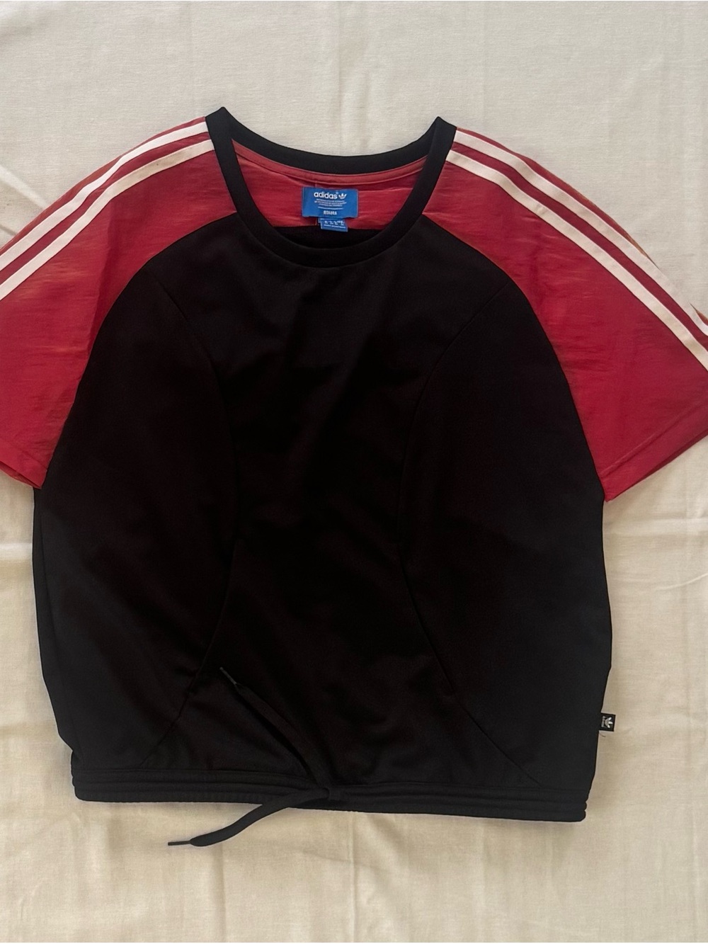 adidas Black and Red Raglan Sleeve Athletic Top